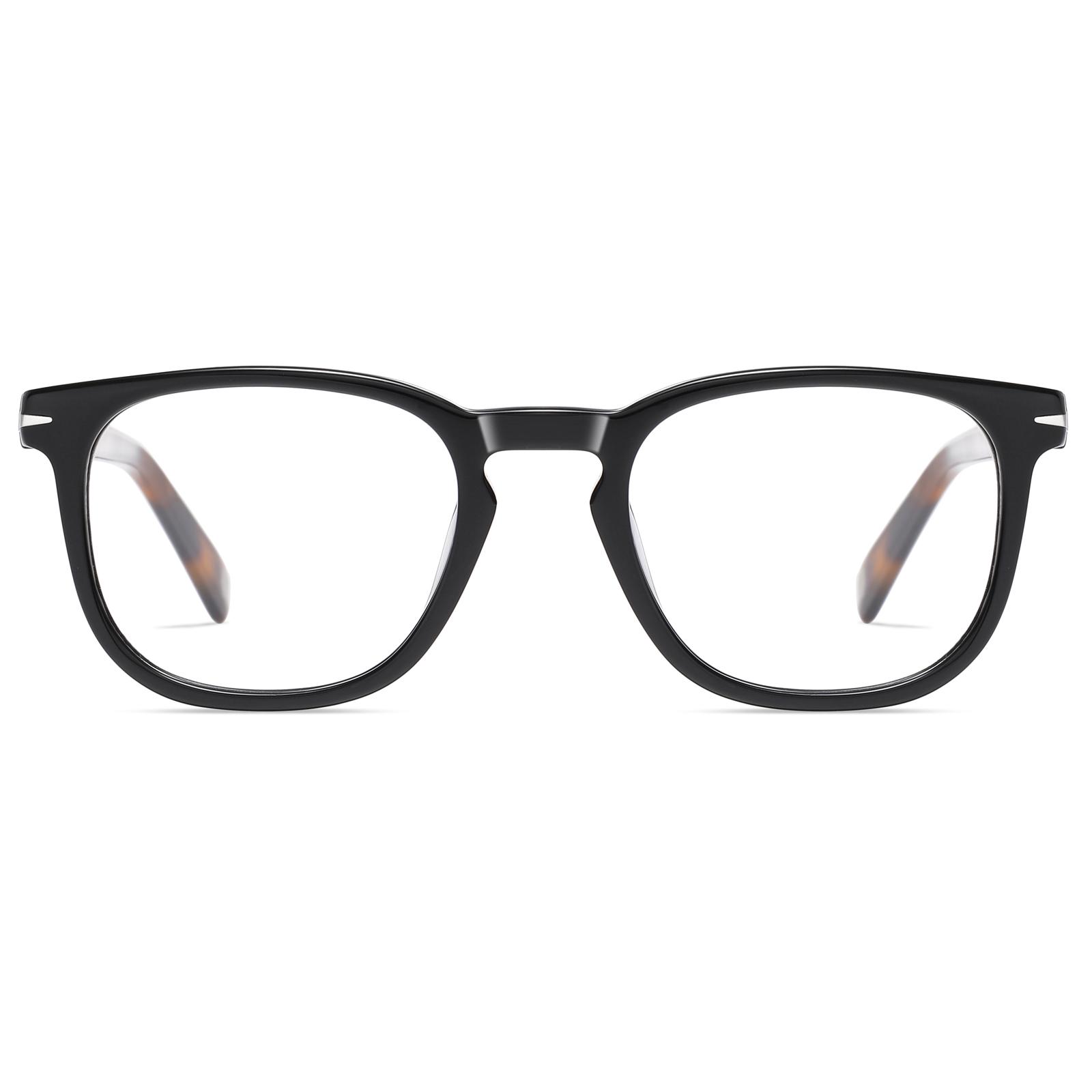 Luka Blue Light Blocking Glasses Men Black Square Style with 1.57 Mid-Index Resin Lenses Computer Glasses