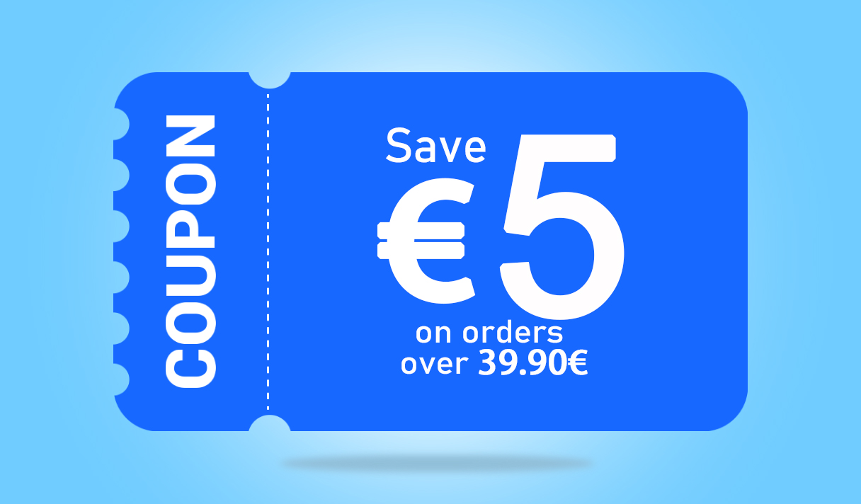 Sparen Sie 5€ bei Bestellungen über 39,90€